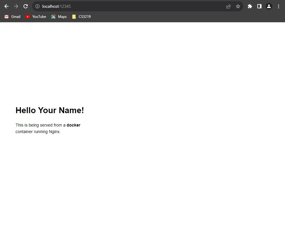 Static site running on port 12345